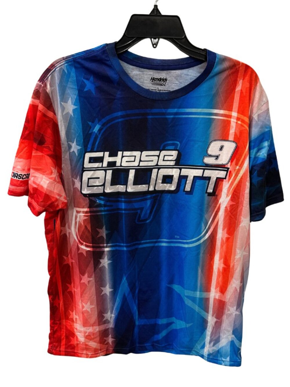 Chase Elliott #9 Hendrick Motorsports NASCAR Patriotic Jersey Shirt (Size Large)
